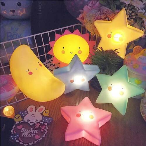Led Night Light Baby Room Decoration Bed Stars Moon Clouds T
