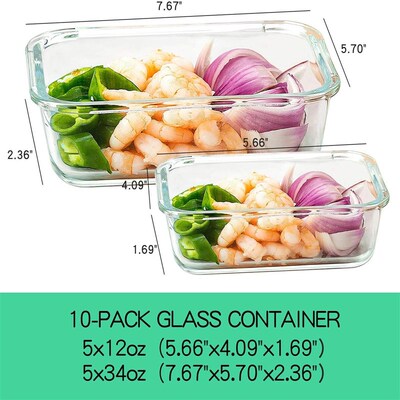 Glass Meal Prep Containers  Food Storage Airtight Lunch