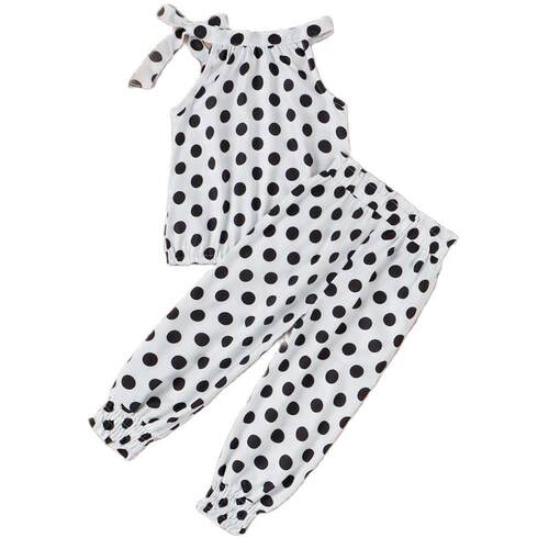 Summer Polka Dots Suit Multicolor Sleeveless Top Trousers Tw