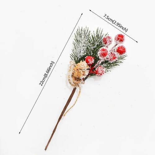 5Pcs Christmas Red Berry Flower Pine Cone Branch DIY Wreath