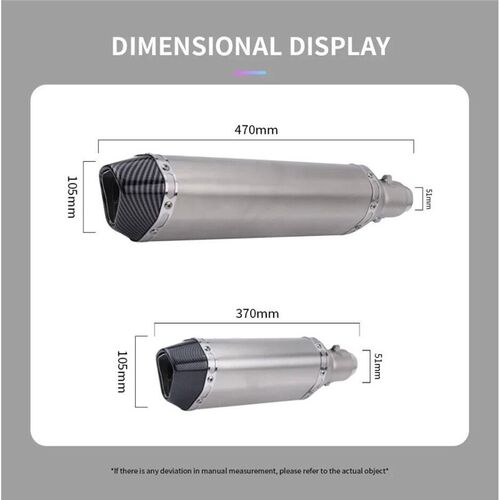 370mm and 470mm Motorcycle Exhaust Pipe Muffler Silencer Esc