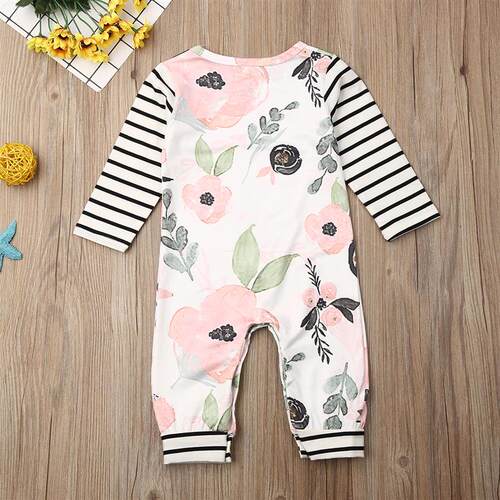 Citgeett Spring Newborn Baby Girl Boy Kid Flower Striped Rom