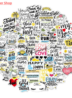 50pieces of English inspirational letter waterproof stickers