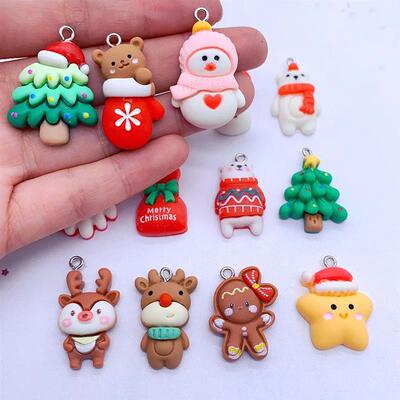 20pcs/lots Kawaii Resin Christmas Charms Gingerbread Man Elk