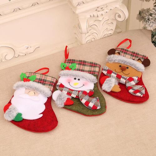 Vintage Plush Christmas Stocking - Retro Gift Bag & Decor