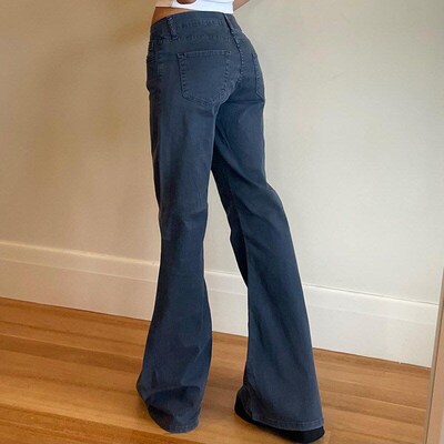 Retro Straight Leg Jeans Casual Low Waist Womens Slim Versat