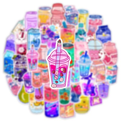 50PCS Cute Drink Aesthetic Stickers Cartoon Decal Scrapbook