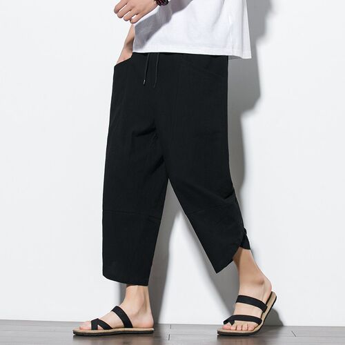 2023 Summer Men Chinese Style Cotton Linen Harem Pants Men S