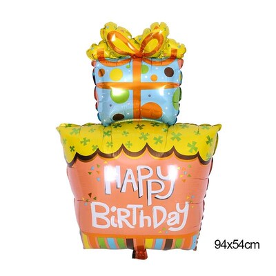 Happy Birthday Gift Box Foil Balloons Birthday Party Decorat