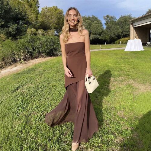 Fashion Strapless Dress With Ribbon Female Elegant