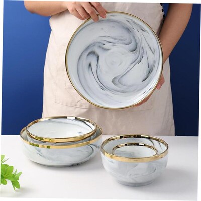 Marble Dinner Plate Set Ceramic Kitchen Plate Tableware Set1