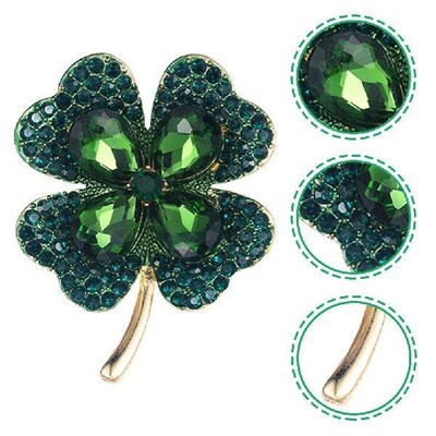 2 Pcs Four-leaf Corsage Pin Shamrock Brooch Girl Badge for