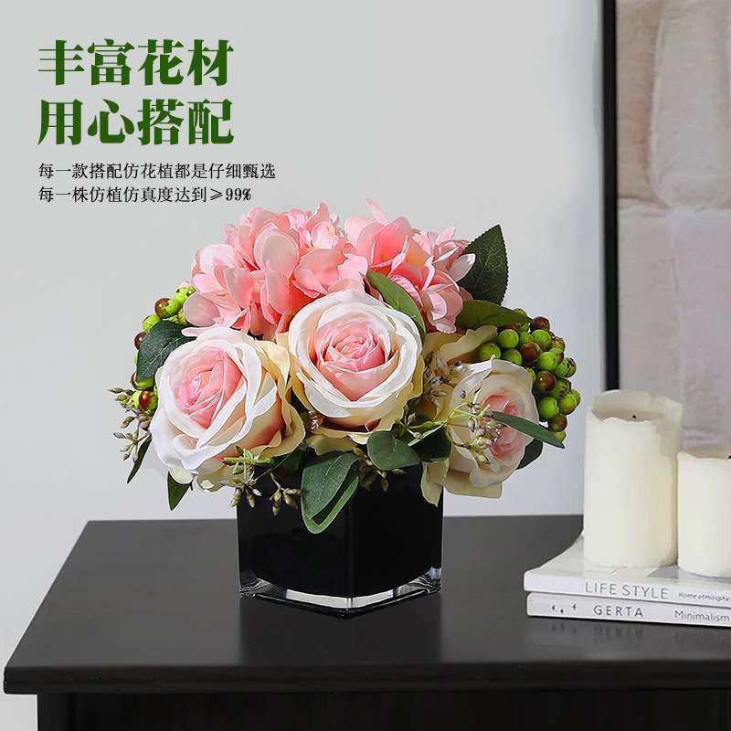 酒店会议室桌面装饰仿真花摆件玫瑰假花套装客厅餐桌绿植盆栽摆设,3C数码配件,其它配件,淘宝优惠券,粉丝福利购,淘宝优惠卷