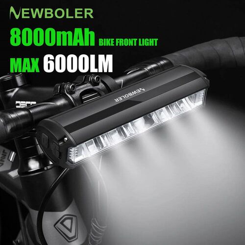 NEWBOLER Bicycle Light Front 6000Lumen Bike Light 8000mAh Wa