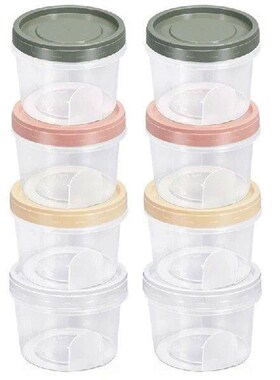 8PCS Round Plastic Containers With Lids, Reuseable Small
