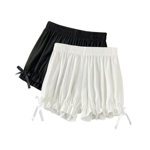 Women Lace Short Panties Imitation Silk Ruffle Bloomers Anti