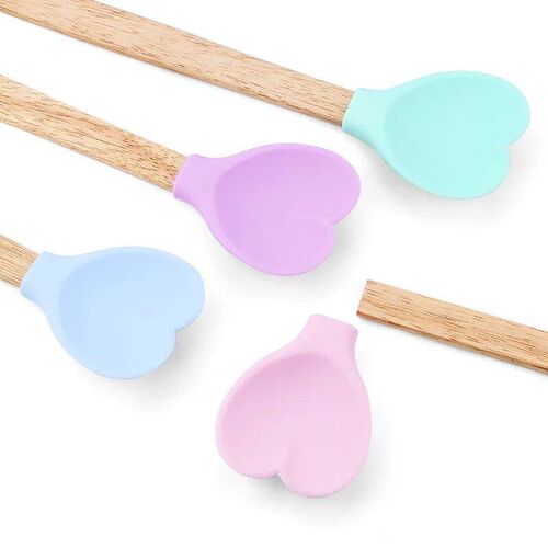 Heart-Shaped Silicone Stirring Spoon Ice Cream Scoop with Wo