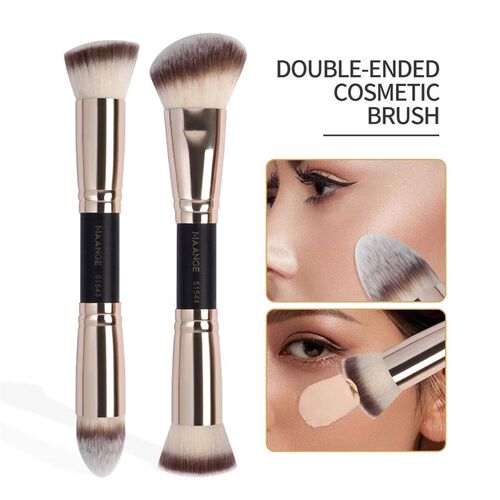 MAANGE 2pcs Double-Ended Foundation Makeup Brush Angled