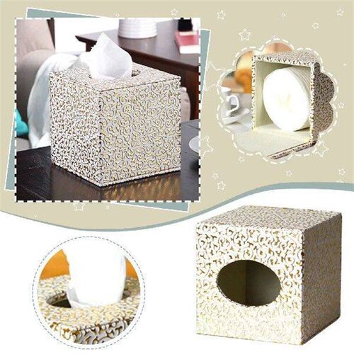 Tissue Box Holder Case Cover Square Carved Pattern