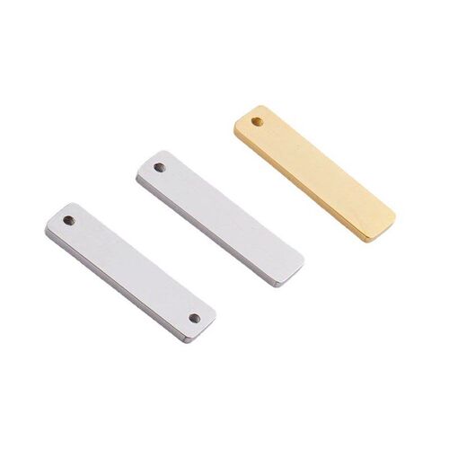6x22mm Stainless Steel Rectangular Pendant Mirror Finish Sin