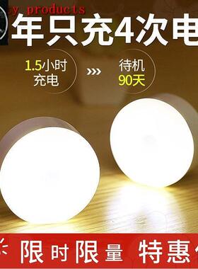 PIR Motion Sensor LED Night Light USB Rechargeable Lamp