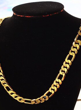 Pure Gold Color Men Chain Necklace Jewelry,Plated 24k Gold 1