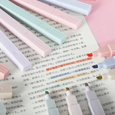 6pcs/set Brief Style Pale Color Highlighter Fluorescent Pen