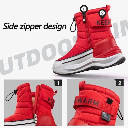 Fashion Mens Winter Boots Warm Plush Snow Boots Side Zipper