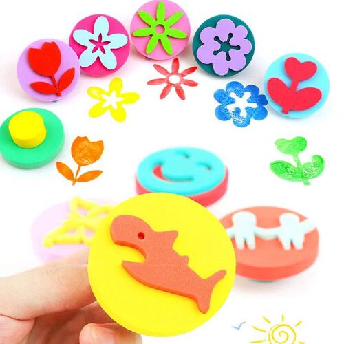 6Pcs EVA Painting Sponges Stamper Kids Drawing Toys Flower A