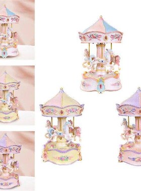 Carousel Music Box Tabletop Handmade Wind up Horse Musical