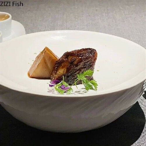 Restaurant Food Decoration Plate Creative White Ceramic