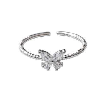 Shining Diamond Butterfly Ring for Women Ins Style Index Fin