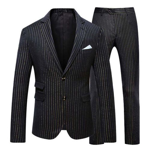 -Sliver Slim Fashion Floral Dress Two-piece Mens Wedding Ja