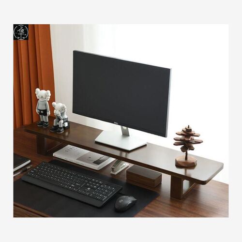Large Dual Monitor Stand Riser, Solid Wood Desk Shelf Office