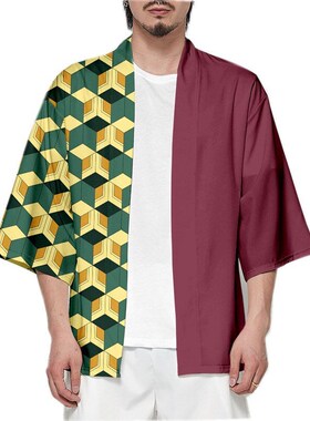 Kostum Cosplay Demon Slayer Kimono Shinobu, kemeja musim pan