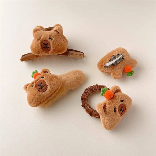 Cute Flocking Capybara Hair Ring Kawaii Funny Cartoon Duckbi