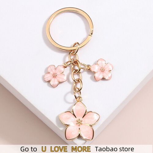 Cute Plant Keychain Sakura Flower Key Ring Enamel Key Chains
