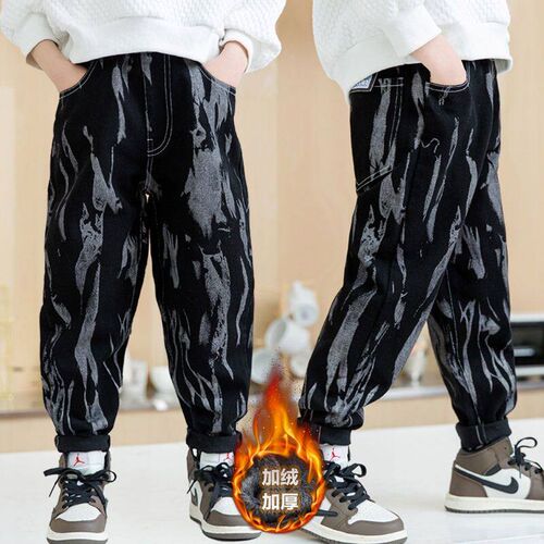 Koreans Autumn Winter Boys Pants Boys Fashion Warm Jeans Fle