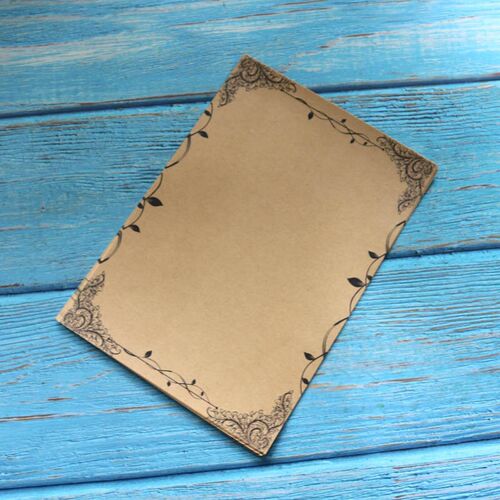 Kraft Brown Letter Paper 16sheets Vintage Flower Design