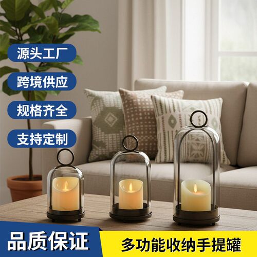 European Style Creative Retro Glass Candlestick Windproof Ca