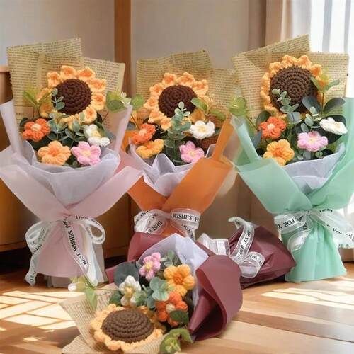 Artificial Flower Crochet Bouquet Eternal Flower Handmade Gr