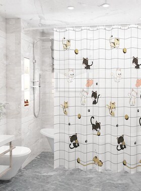 The bathroom shower curtain checkered PEVA Environmental