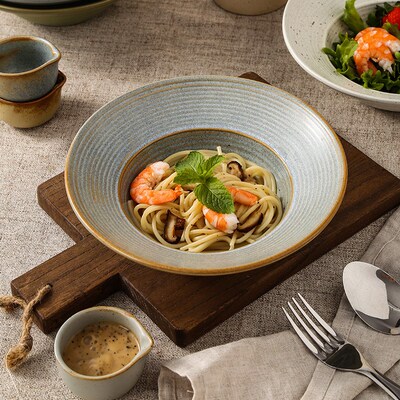 Retro style Ceramic Straw hat plate Deep plate Sauce dish