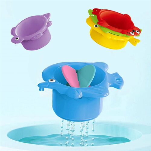 Toddler Stacking Bath Toys Random Colors Cups Basket Summer