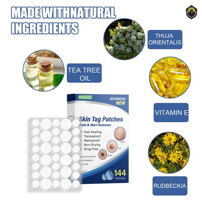 144Pcs Skin Tag Remover Patches Mole Wart Removing Sticker N