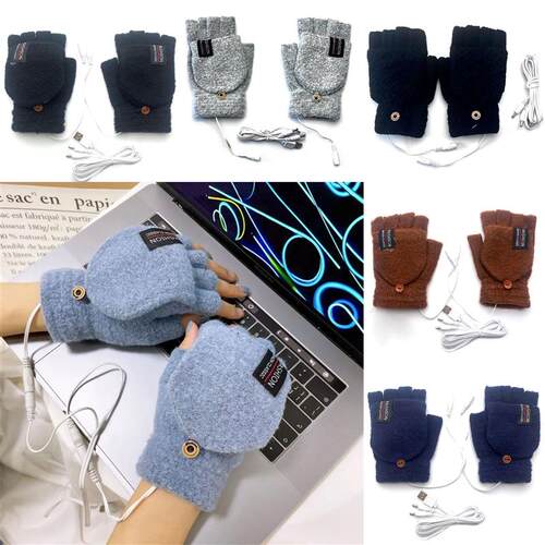 USB Electric Heating Half-Finger Gloves Unisex USB Powered H