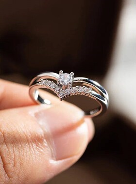 New Silver Color Cubic Zircon Engagement Classic Rings for W