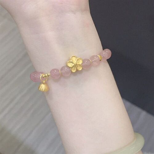 Natural Pink Crystal Peach Blossom Lotus Brlet Womens Gentl