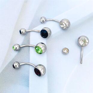 1Pc Belly Piercing Surgical Steel Crystal Belly Button Rings
