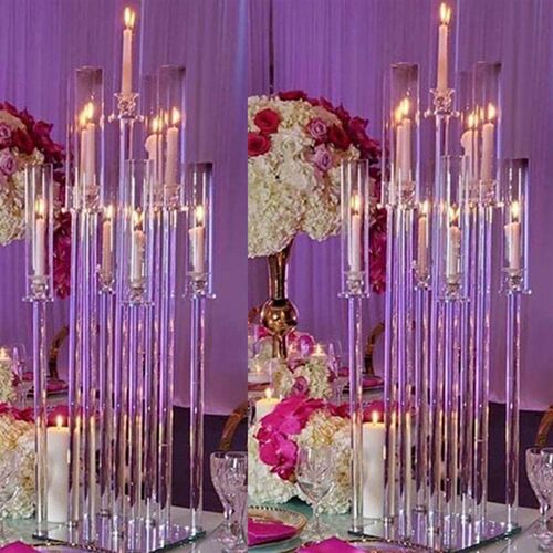Acrylic Candelabra 9 Heads Candle Holders, Wedding Candlesti
